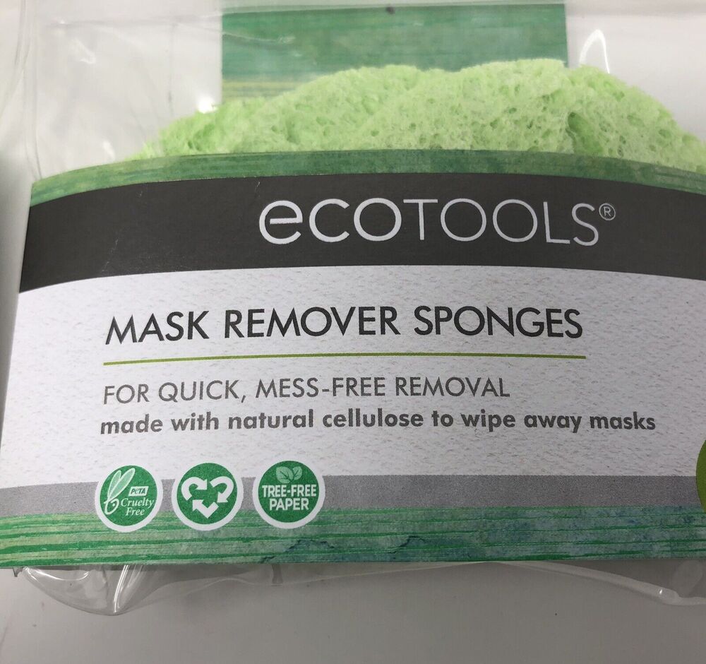 EcoTools Sponge Facial Mask Remover Sponges Green Natural Cellulose Vegan 3 Pack